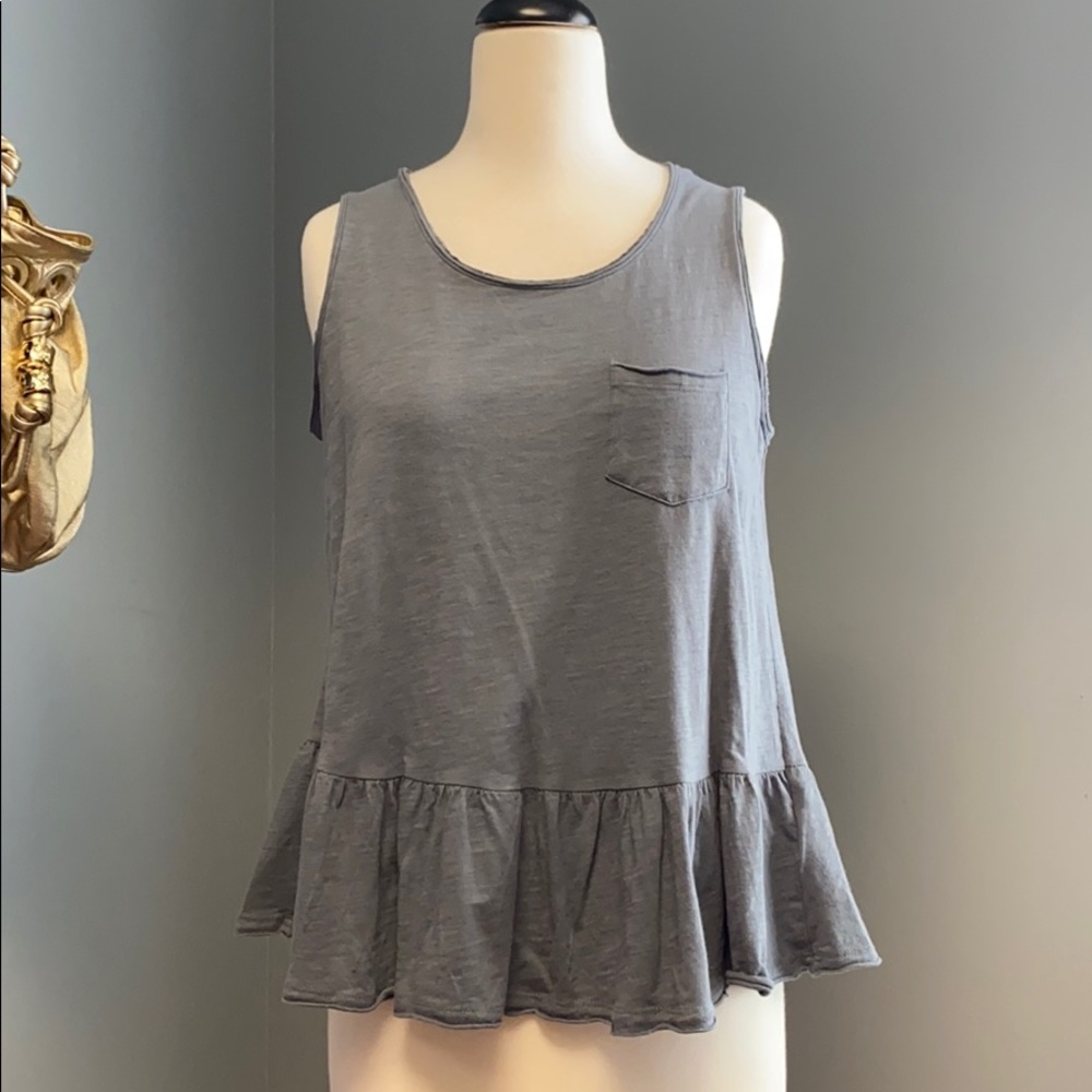 Eri + Ali Gray tank with ruffle bottom